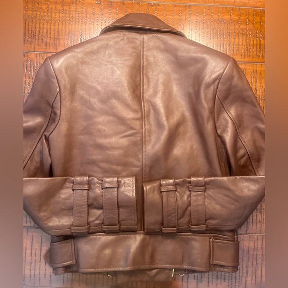 NWT - L’AGENCE Billie Belted Leather Jacket - Size Small - Brown Lambskin - Picture 16 of 16